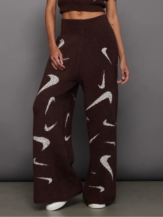 Nike Pants - Nike Phoenix Cozy Bouclé Swoosh Wide Leg Pants Orewood Brown XS FD4288-227